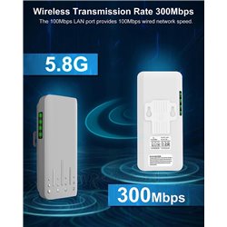 Wireless Bridge,5.8G 100Mkbps Outdoor CPE Network Extender, Point to Point PTP/PTMP Plug & Play 2KM WiFi Extender Access Point